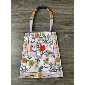 VINTAGE BEADED LAVENDER MULTI-COLOR HANDBAG PURSE BOHO*HANDMADE.